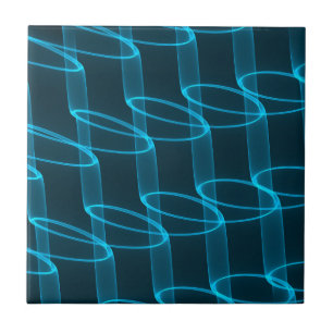 Luminous Blue Wave Pattern Tile
