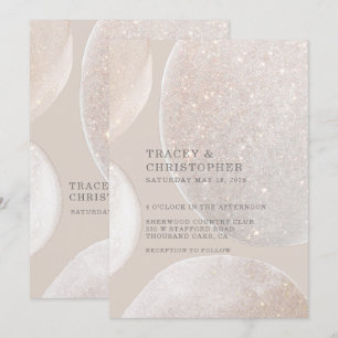 Luminous Blush Fawn Golden Shimmer Wedding Invitation