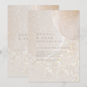 Luminous Blush Pink Fawn Crystal Shimmer Wedding Invitation