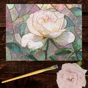 Luminous Blush Rose Faux Stained Glass Pastel Tissue Paper