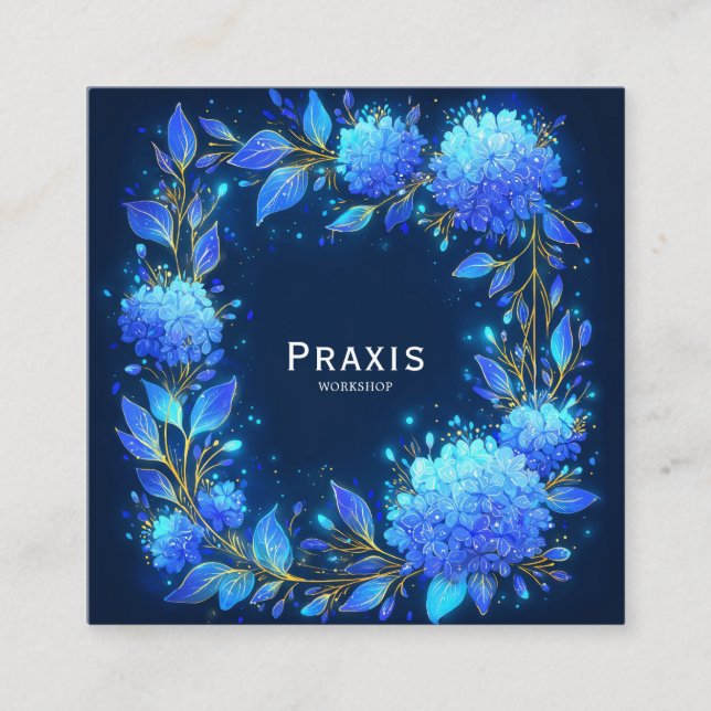 Luminous Botanical Wreath Square Business Card (Front)