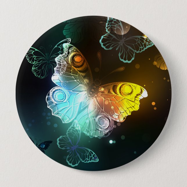 Luminous Butterfly and Night butterflies 10 Cm Round Badge (Front)