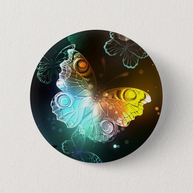 Luminous Butterfly and Night butterflies 6 Cm Round Badge (Front)