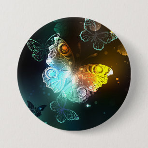 Luminous Butterfly and Night butterflies 7.5 Cm Round Badge