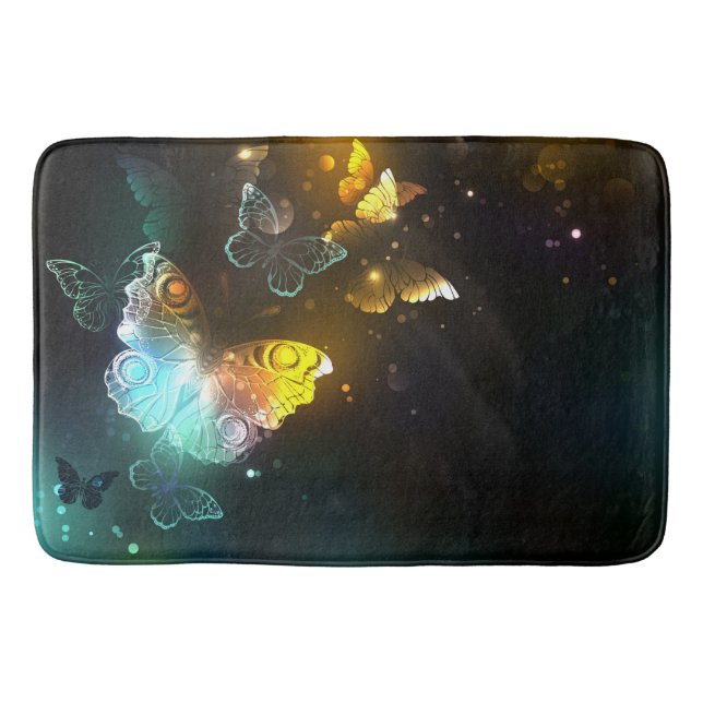 Luminous Butterfly and Night butterflies Bath Mat (Front)