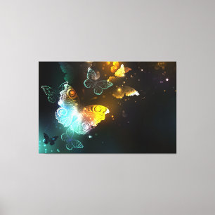Luminous Butterfly and Night butterflies Canvas Print