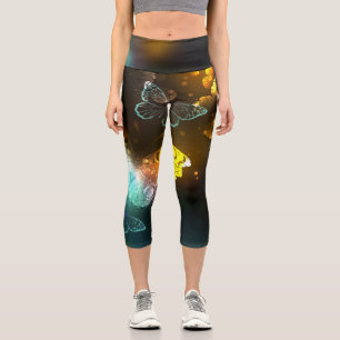 Luminous Butterfly and Night butterflies Capri Leggings