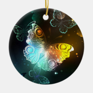 Luminous Butterfly and Night butterflies Ceramic Tree Decoration