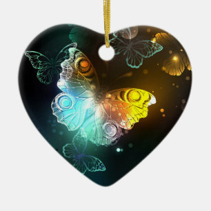 Luminous Butterfly and Night butterflies Ceramic Tree Decoration