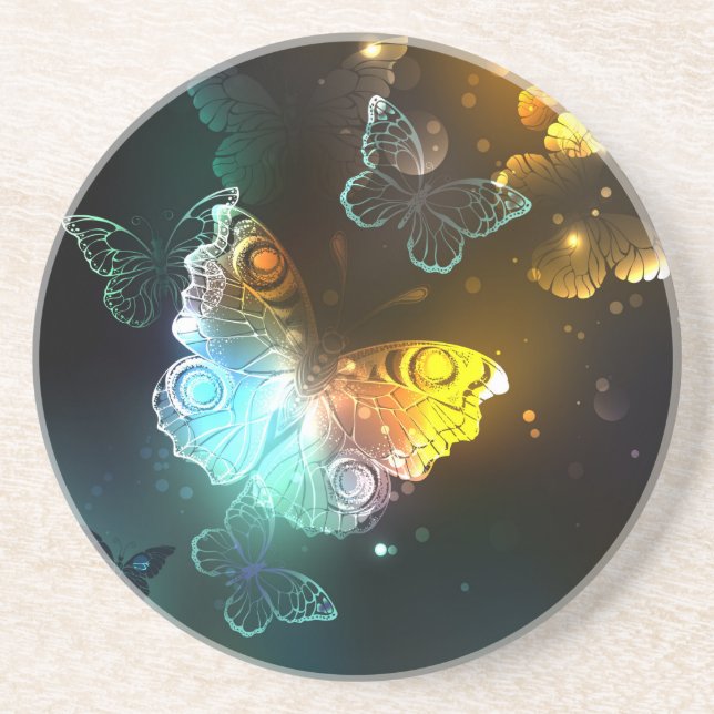 Luminous Butterfly and Night butterflies Coaster (Front)