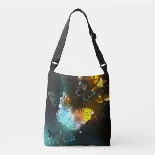 Luminous Butterfly and Night butterflies Crossbody Bag