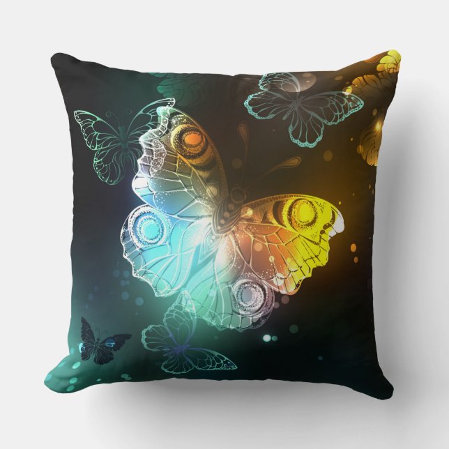 Luminous Butterfly and Night butterflies Cushion (Front)