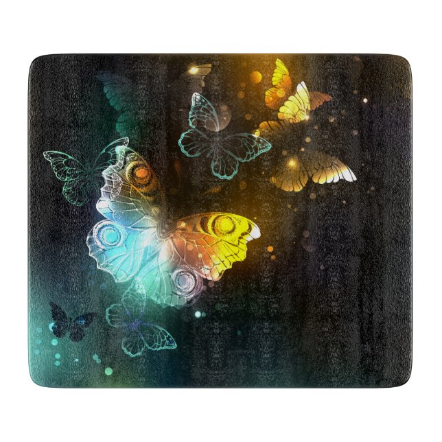 Luminous Butterfly and Night butterflies Cutting Board (Front)