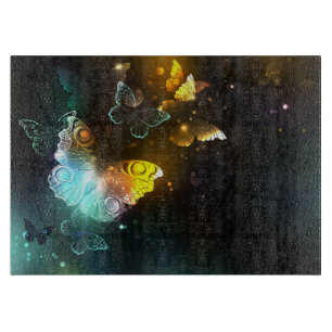 Luminous Butterfly and Night butterflies Cutting Board