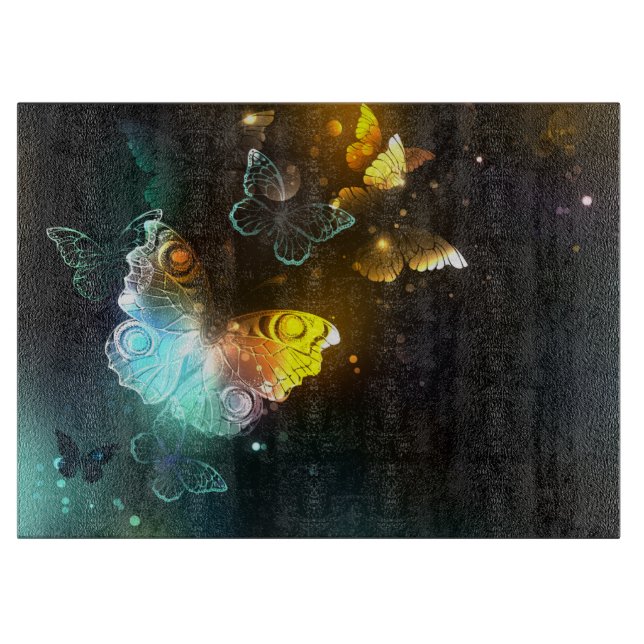 Luminous Butterfly and Night butterflies Cutting Board (Front)