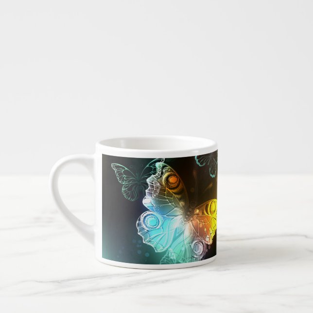 Luminous Butterfly and Night butterflies Espresso Cup (Left)