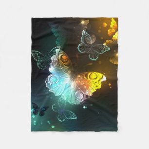 Luminous Butterfly and Night butterflies Fleece Blanket