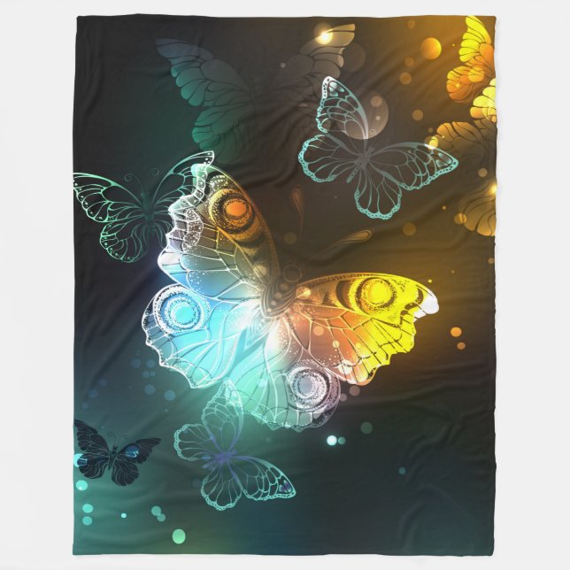 Luminous Butterfly and Night butterflies Fleece Blanket (Front)
