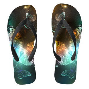 Luminous Butterfly and Night butterflies Flip Flops