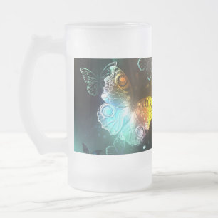 Luminous Butterfly and Night butterflies Frosted Glass Beer Mug