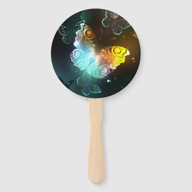 Luminous Butterfly and Night butterflies Hand Fan (Front)