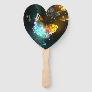 Luminous Butterfly and Night butterflies Hand Fan