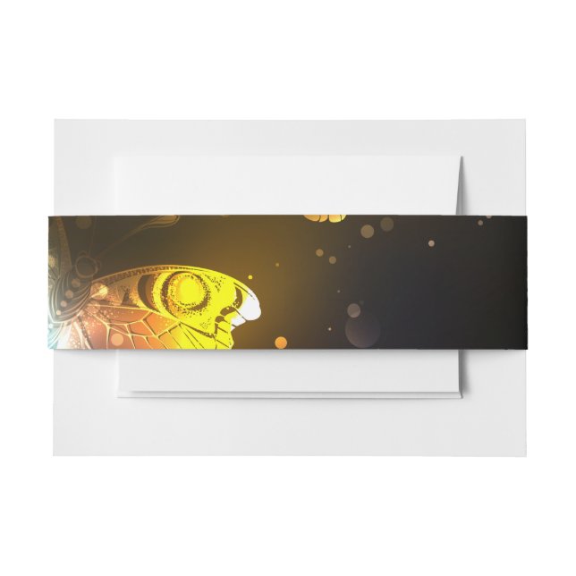 Luminous Butterfly and Night butterflies Invitation Belly Band (Front Example)
