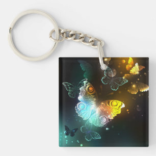 Luminous Butterfly and Night butterflies Key Ring