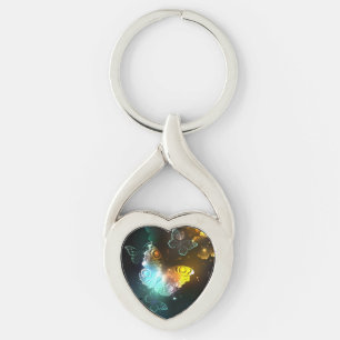 Luminous Butterfly and Night butterflies Key Ring