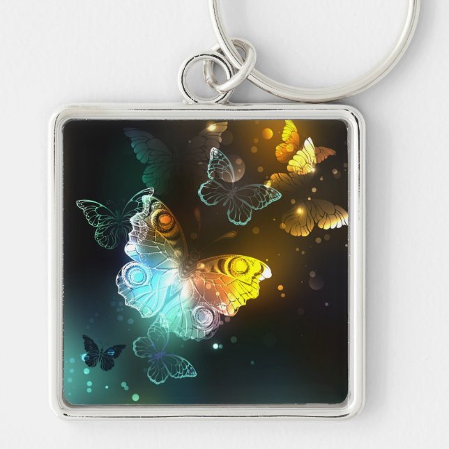 Luminous Butterfly and Night butterflies Key Ring (Front)