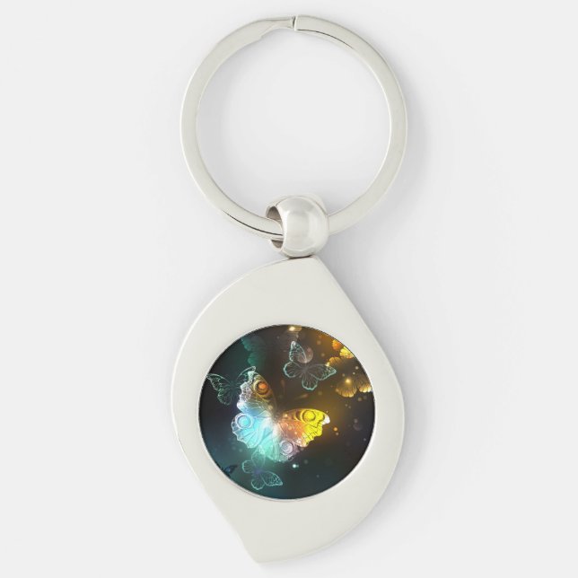 Luminous Butterfly and Night butterflies Key Ring (Front)