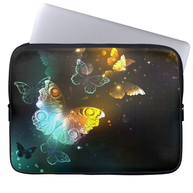 Luminous Butterfly and Night butterflies Laptop Sleeve (Front)