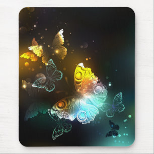 Luminous Butterfly and Night butterflies Mouse Mat