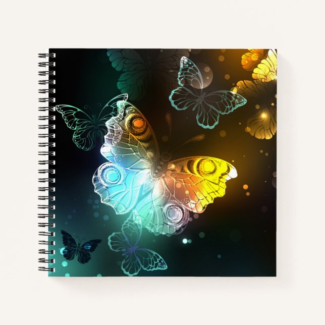 Luminous Butterfly and Night butterflies Notebook (Front)