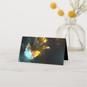 Luminous Butterfly and Night butterflies Place Card