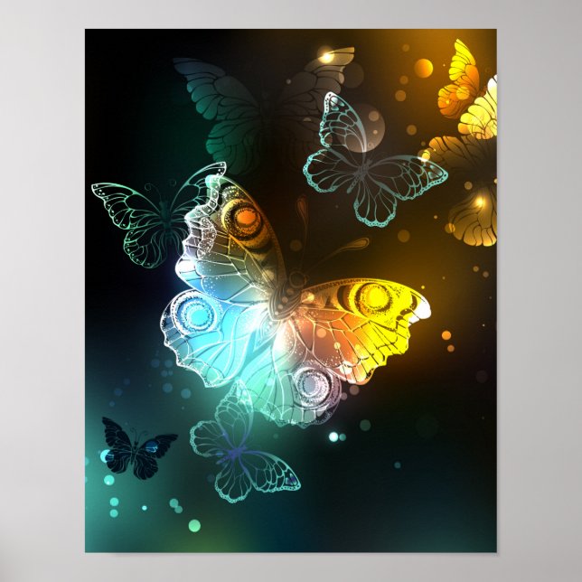 Luminous Butterfly and Night butterflies Poster (Front)
