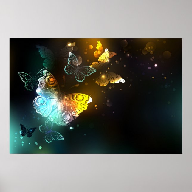 Luminous Butterfly and Night butterflies Poster (Front)
