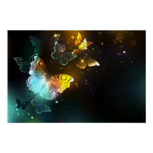 Luminous Butterfly and Night butterflies Poster