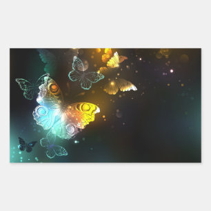 Luminous Butterfly and Night butterflies Rectangular Sticker
