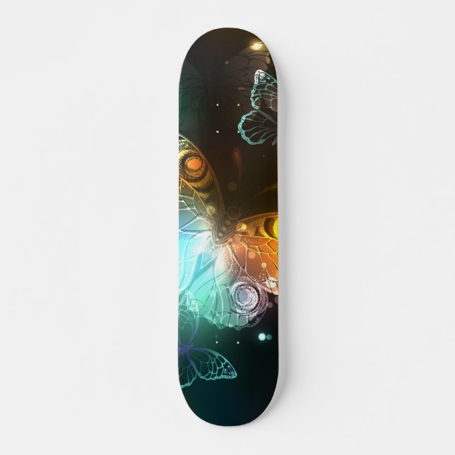 Luminous Butterfly and Night butterflies Skateboard (Front)