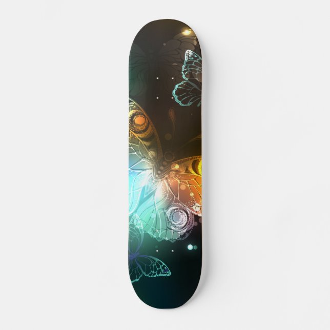 Luminous Butterfly and Night butterflies Skateboard (Front)