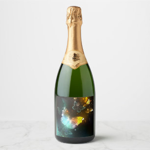 Luminous Butterfly and Night butterflies Sparkling Wine Label