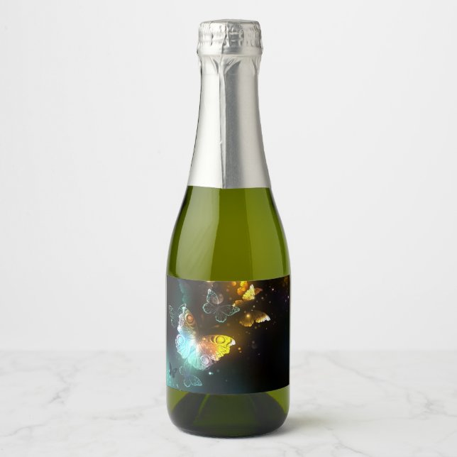 Luminous Butterfly and Night butterflies Sparkling Wine Label (Front)