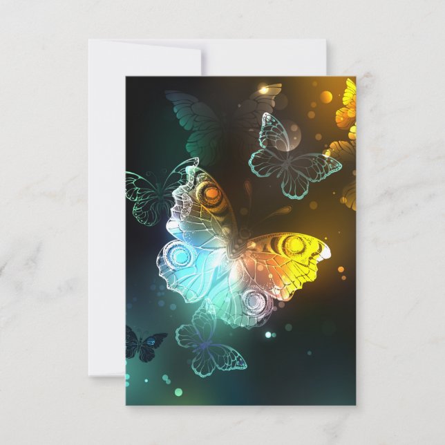 Luminous Butterfly and Night butterflies Thank You Card (Front)