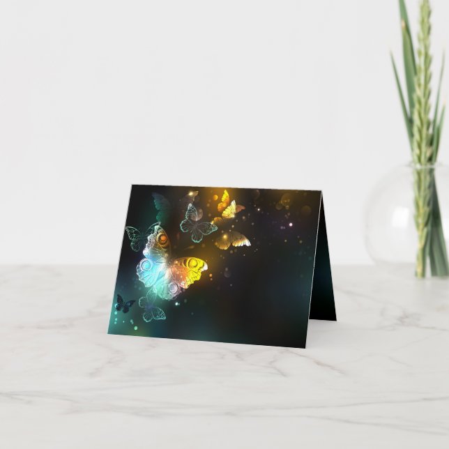 Luminous Butterfly and Night butterflies Thank You Card (Front)
