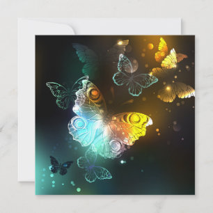 Luminous Butterfly and Night butterflies Thank You Card