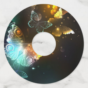 Luminous Butterfly and Night butterflies Wine Glass Tag