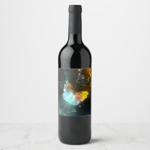 Luminous Butterfly and Night butterflies Wine Label