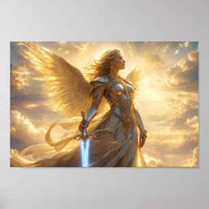Luminous Celestial Winged Warrior Poster