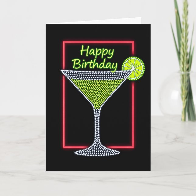 Luminous Cocktail Birthday Card (Front)